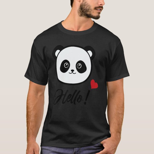 Womens  Panda 'hello' T-Shirt (Front)