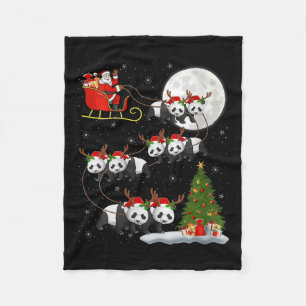 Womens Panda Santa Sleigh Flying Funny Magical Chr Fleece Blanket