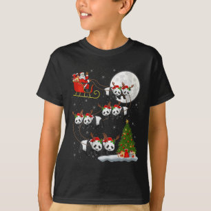 Womens Panda Santa Sleigh Flying Funny Magical Chr T-Shirt