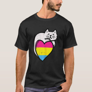 Womens Pansexual Heart Cat Pocket Pan Pride Flag L T-Shirt
