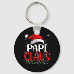 Womens Papi Claus Christmas Lights Matching Family Keychain