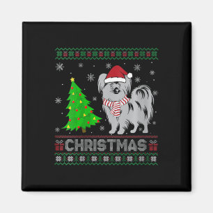 Womens Papillon Dog Xmas Tree Lighting Ugly Christ Magnet