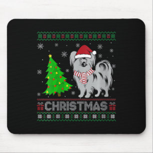 Womens Papillon Dog Xmas Tree Lighting Ugly Christ Mouse Pad