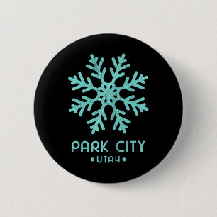 Womens Park City Utah Skiing 2 Inch Round Button