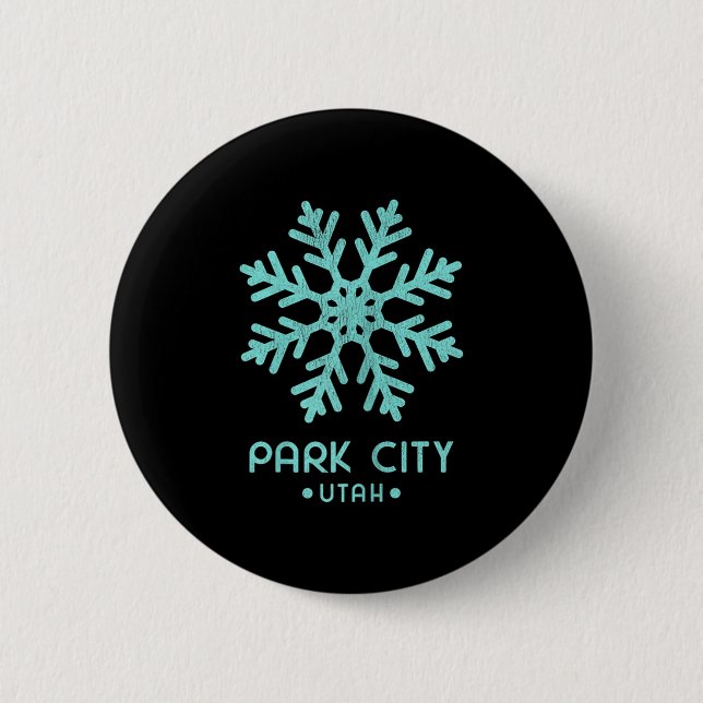 Womens Park City Utah Skiing  2 Inch Round Button (Front)