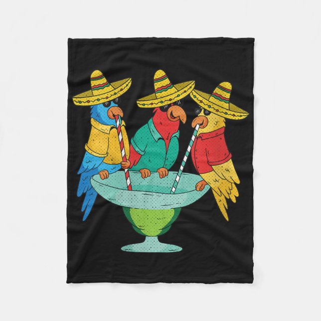 Womens Parrot Cinco De Mayo Funny Drinking Tequila Fleece Blanket (Front)