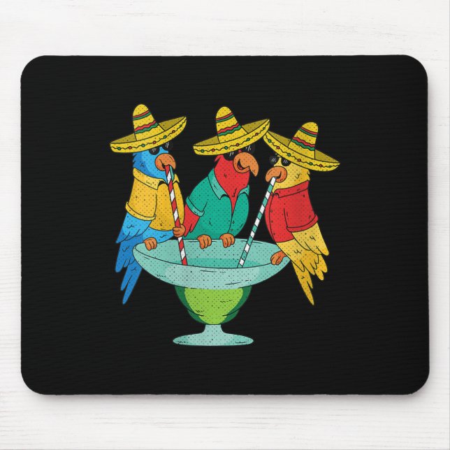 Womens Parrot Cinco De Mayo Funny Drinking Tequila Mouse Pad (Front)