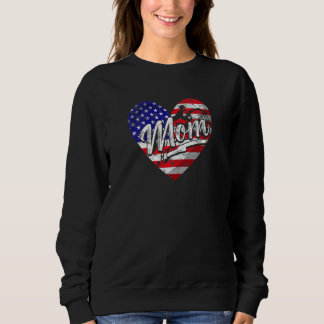 Womens Patriotic American Flag Heart Equestrian Mo Sweatshirt