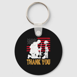 Womens Patriotic Soldier Kneeling Battlefield Cros Keychain
