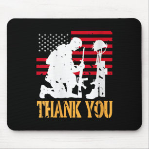 Womens Patriotic Soldier Kneeling Battlefield Cros Mouse Pad