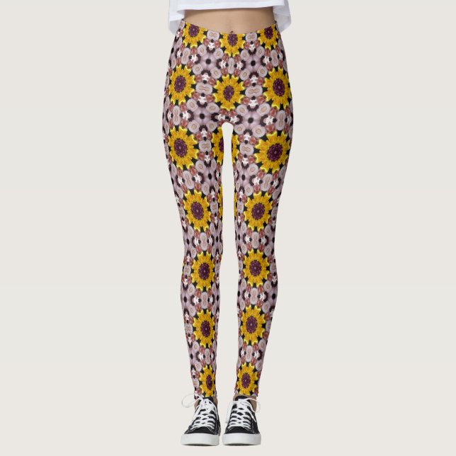 Women's Patterned Floral Sunburst Leggings (Front)
