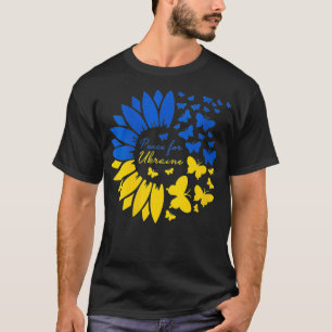 Womens Peace in Ukraine Sunflower T for Women Flag T-Shirt