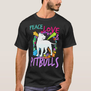 Womens Peace Love And Pitbull Print Pit Bull Lover T-Shirt
