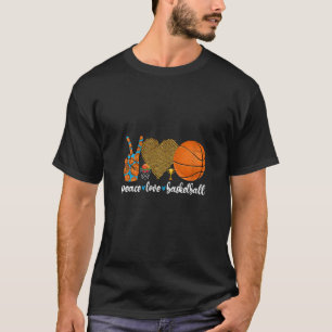 Womens Peace Love Basketball Game Day For Dad Mom  T-Shirt
