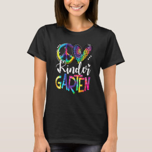 Womens Peace Love Kindergarten Leopard Tie Dye Stu T-Shirt