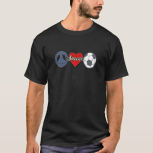 Womens Peace Love Soccer Cute For Women Teen Girls T-Shirt