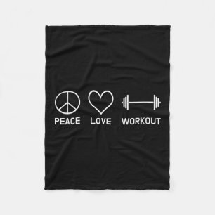 Womens Peace Love Workout Motivational Fitness Say Fleece Blanket
