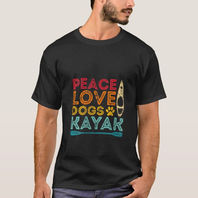 Womens Peach Love Dogs Kayak Kayaking V Neck  T-Shirt (Front)