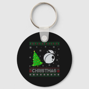 Womens Peach Xmas Tree Lighting Ugly Christmas Swe Keychain