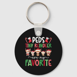 Womens Peds Tiny Reindeer Christmas Peds Nurse Xma Keychain