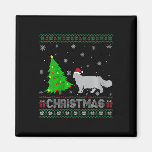 Womens Persian Cat Xmas Tree Lighting Ugly Christm Magnet