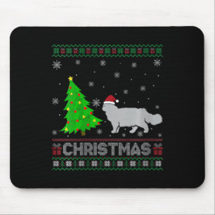 Womens Persian Cat Xmas Tree Lighting Ugly Christm Mouse Pad