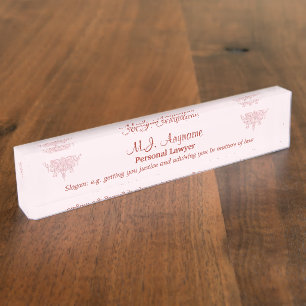 Womens Personal Lawyer, slogan and justice emblem Nameplate