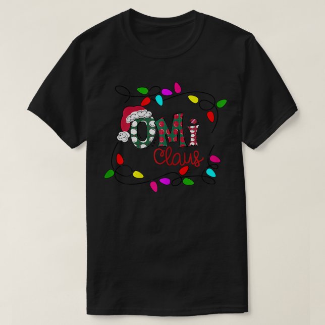Womens Personalized Christmas Omi Claus Xmas Light T-Shirt (Design Front)