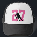 Women's Personalized Custom Hockey Player Number Trucker Hat<br><div class="desc">get your hockey number on a trucker hat</div>