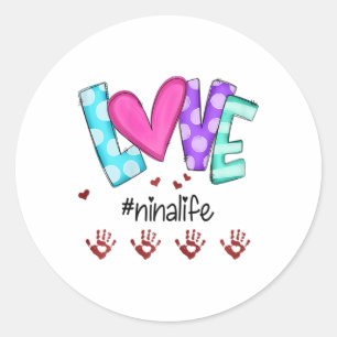 Womens Personalized Love Ninalife Little Hands Art Classic Round Sticker