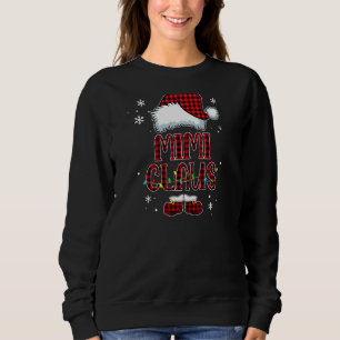 Womens Personalized Mimi Claus Santa Hat Red Plaid Sweatshirt
