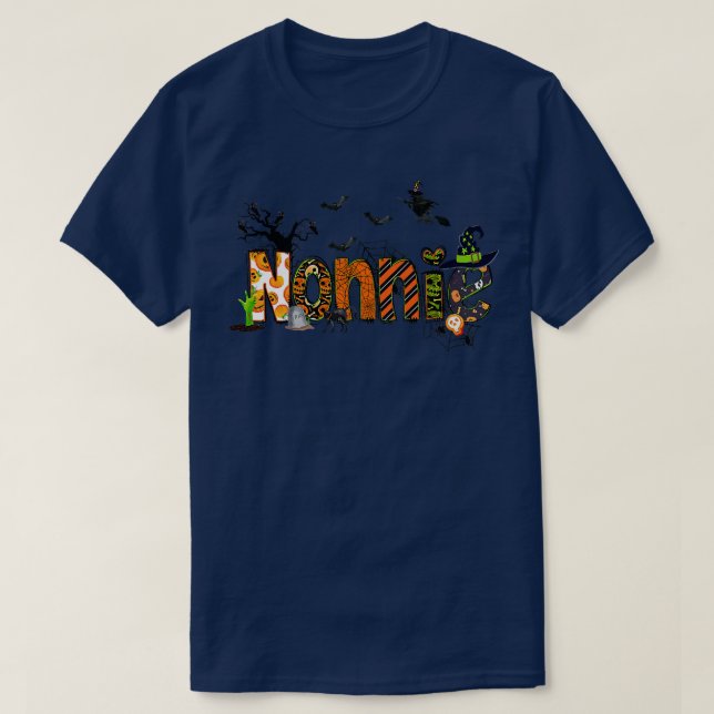 Womens Personalized Nonnie Halloween Shirt, Spooky T-Shirt (Design Front)