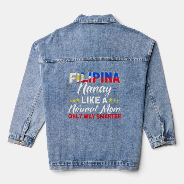 Womens Philippine Flag Filipina Nanay Mom Pinay Fi Denim Jacket (Back)