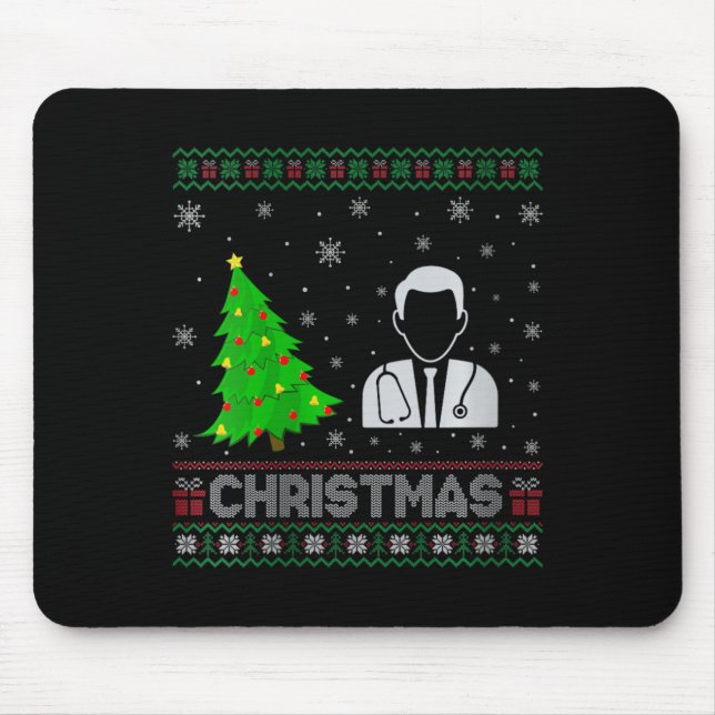 Womens Physician Xmas Tree Lighting Ugly Christmas Mouse Pad (Front)