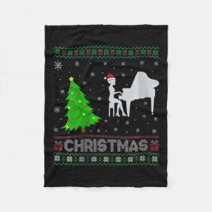 Womens Pianist Xmas Tree Lighting Ugly Christmas S Fleece Blanket