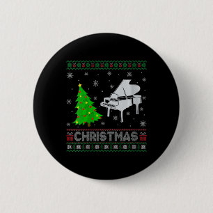 Womens Piano Xmas Tree Lighting Ugly Christmas Swe 2 Inch Round Button