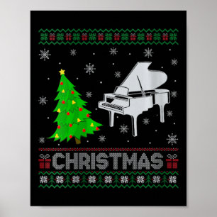 Womens Piano Xmas Tree Lighting Ugly Christmas Swe Poster