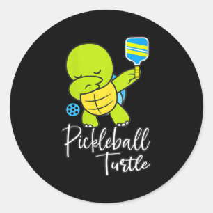 Womens pickleball turtle funny pickleball pun for classic round sticker