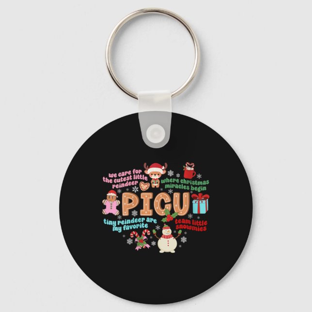 Womens Picu Christmas Picu Nurse Xmas Pediatric In Keychain (Front)