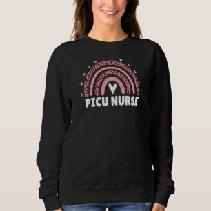 Womens Picu Nurse Leopard Rainbow Pediatric Intens Sweatshirt