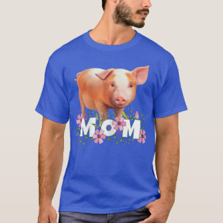 Womens Pig Mom Cute Young Pig Motive T-Shirt