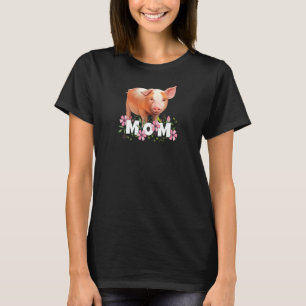 Womens Pig Mom Cute Young Pig Motive T-Shirt