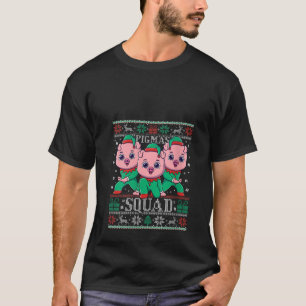 Womens Pig Santa Elf Xmas Ugly Christmas Pigmas Sq T-Shirt