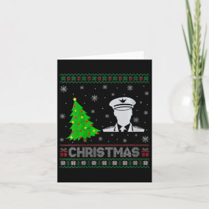 Womens Pilot Xmas Tree Lighting Ugly Christmas Swe Card