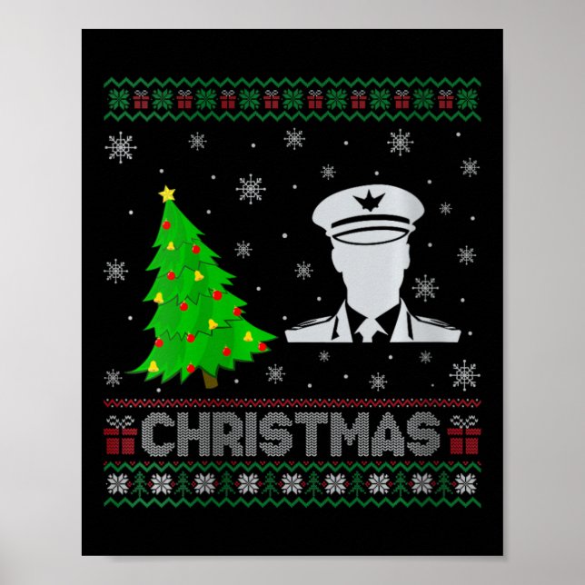 Womens Pilot Xmas Tree Lighting Ugly Christmas Swe Poster (Front)
