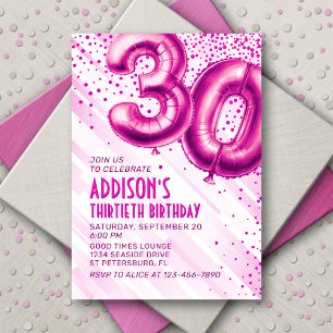 Womens Pink 30th Birthday Invitation