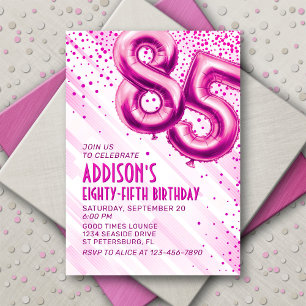 Womens Pink 85e anniversaire Invitation
