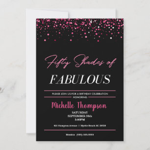 Women's Pink and Black Fifty and Fabulous Birthday Invitation