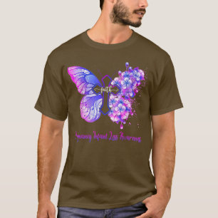 Womens Pink And Blue Butterfly Faith Pregnancy Inf T-Shirt