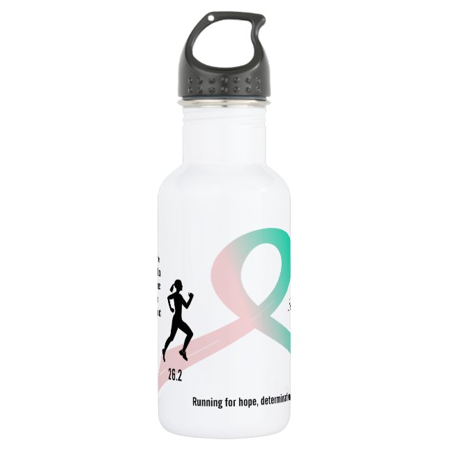 Women's Pink and Teal Marathon Runner 532 Ml Water Bottle (Front)